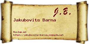Jakubovits Barna névjegykártya